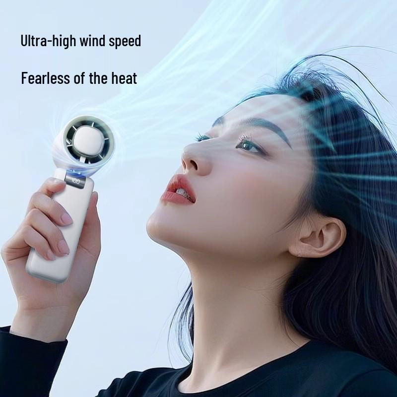 Turbo High-Speed Handheld Fan: Portable USB Rechargeable, 100-Speed Digital Display for Outdoor Cooling