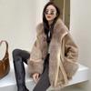 Winter Jacket Outerwear Women Long Warm Suede Parka Coat Patchwork Long Sleeve