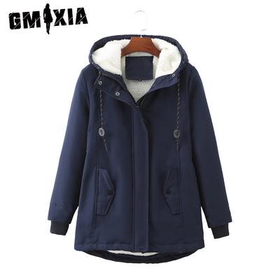 Женские однотонные принтованные женские овечьи флисовые теплые с капюшоном и подкладкой на талии осенне-зимние длинные рукава куртки и пальто