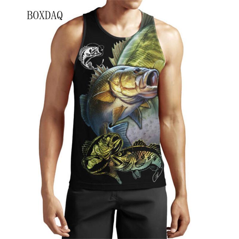 Summer Tanks Sleeveless Fishing Fashion Tops 3d Fish Printed Street Style Man Vest 6xl Plus Size Loose Casual Sports Tanks