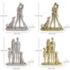 A Family of Three Girl and Dog Statues Creative Canine Statues Crafts  Home Decoration