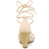 Allegra K Women's Lace-Up Strap Wedge Heel Sandals, Beige, Size 25.0 Cm
