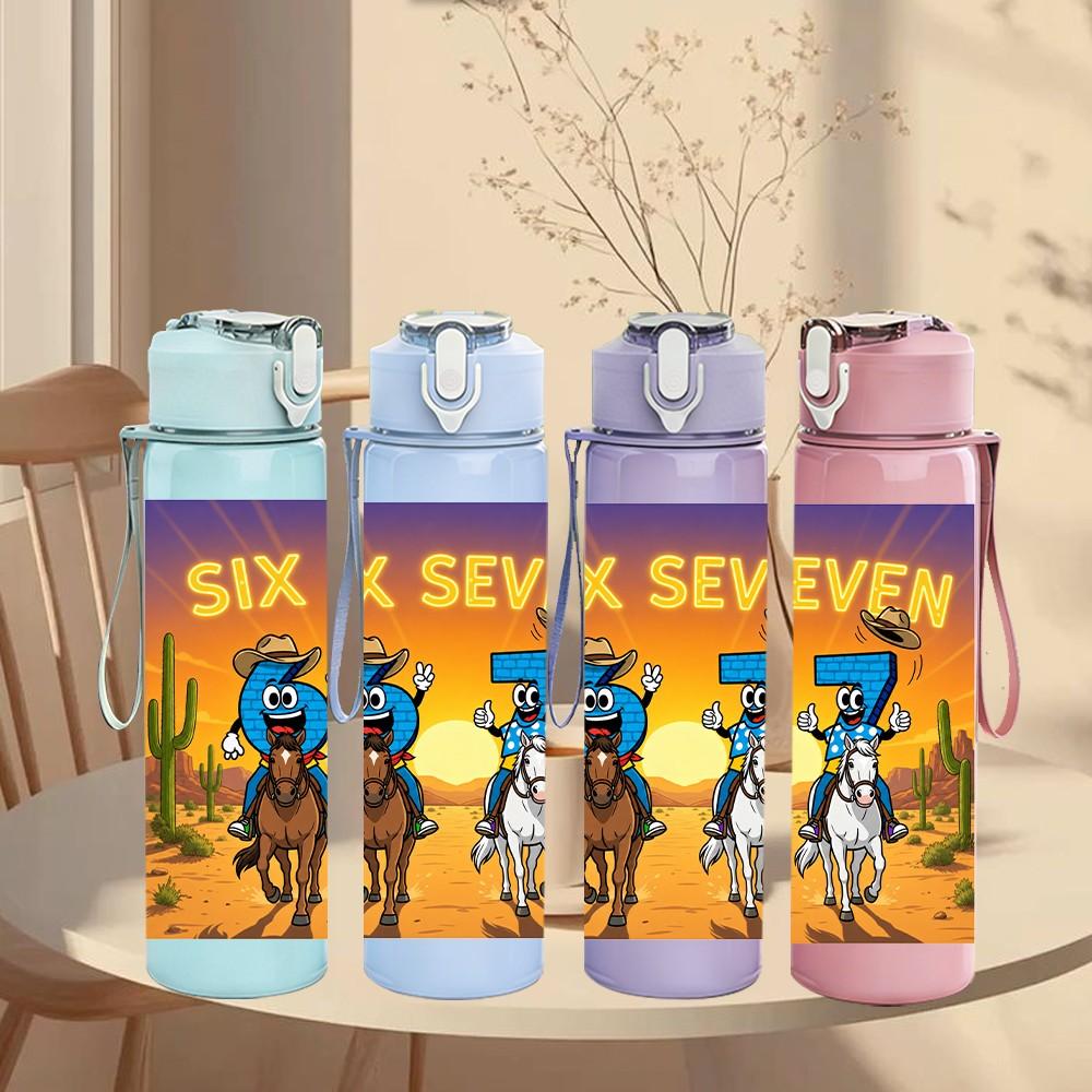 1PC Desert Cowboy Character Art Pattern 750ml Color Plastic Sports Water Bottle Leakproof Flip Straw Lid Suitable for Sports Office Home Use
