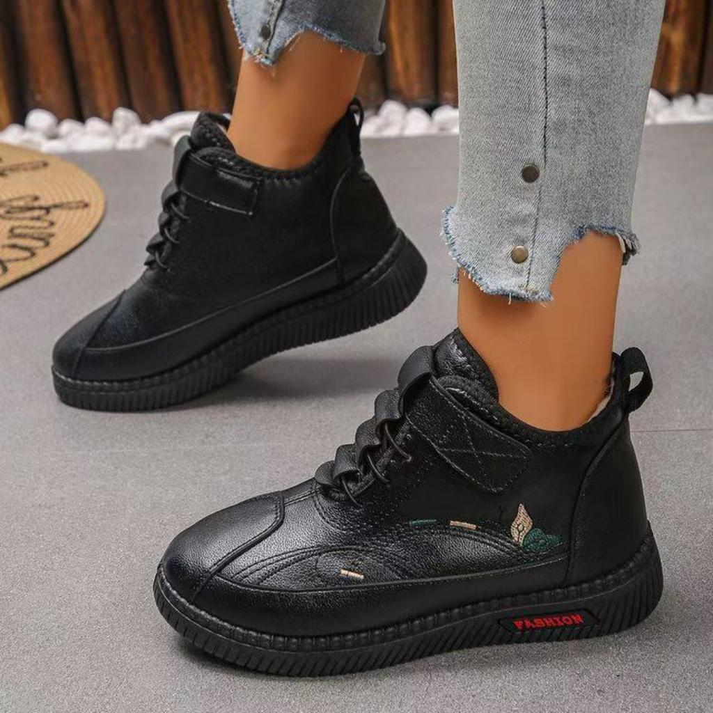 Осенне-зимние теплые хлопковые ботинки, плюшевая мягкая нескользящая подошва, удобные женские сноубутсы с низким голенищем