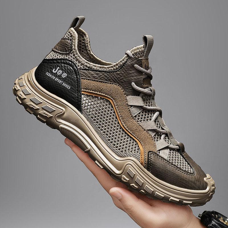 Модная летняя мужская повседневная обувь Модная сетчатая дышащая походная обувь Модная нескользящая спортивная обувь для мужчин