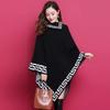 Autumn and Winter New Knitted Bat Shirt Cloak Medium Long Jacket Sweater Women's Fashion Diagonal Collar Shawl Loose Korean Version Trend