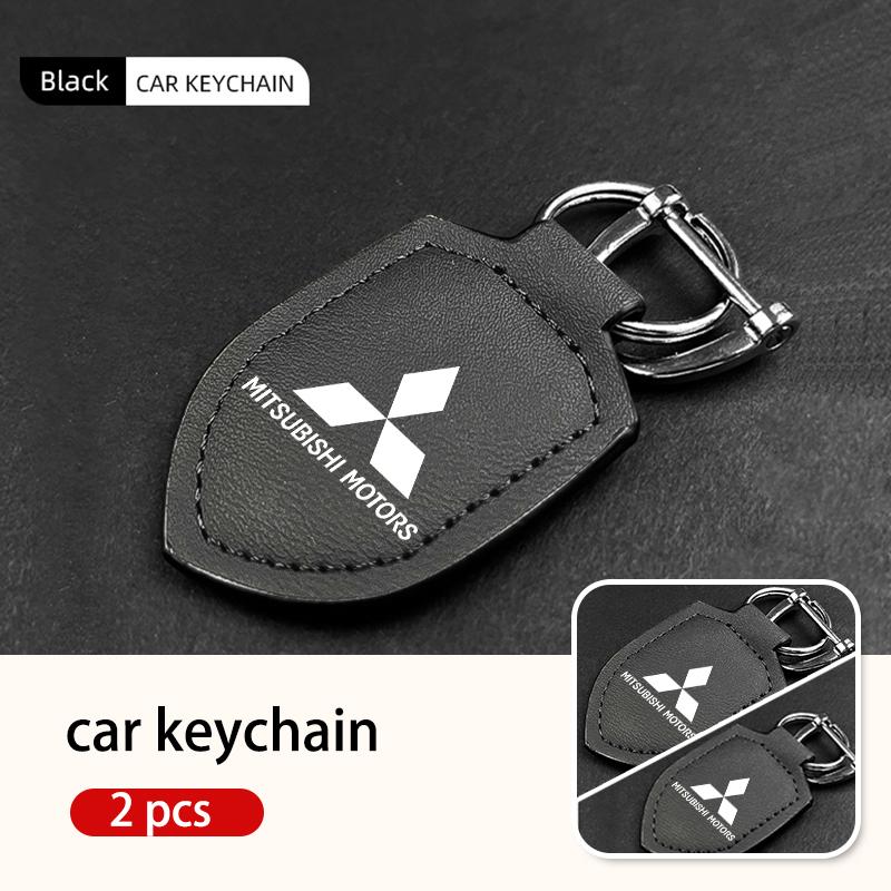 For Mitsubishi Fashion Leather Car Keychain Retro Style Keyrings Accessories Outlander Lancer L200 ASX Pajero Grandis Eclipse MF8