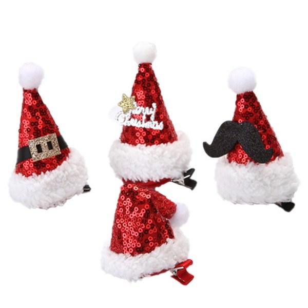 Celebrity Christmas Mini Santa Girl Santa Boy Hair Ornament, B Hairpin, 4 Pieces