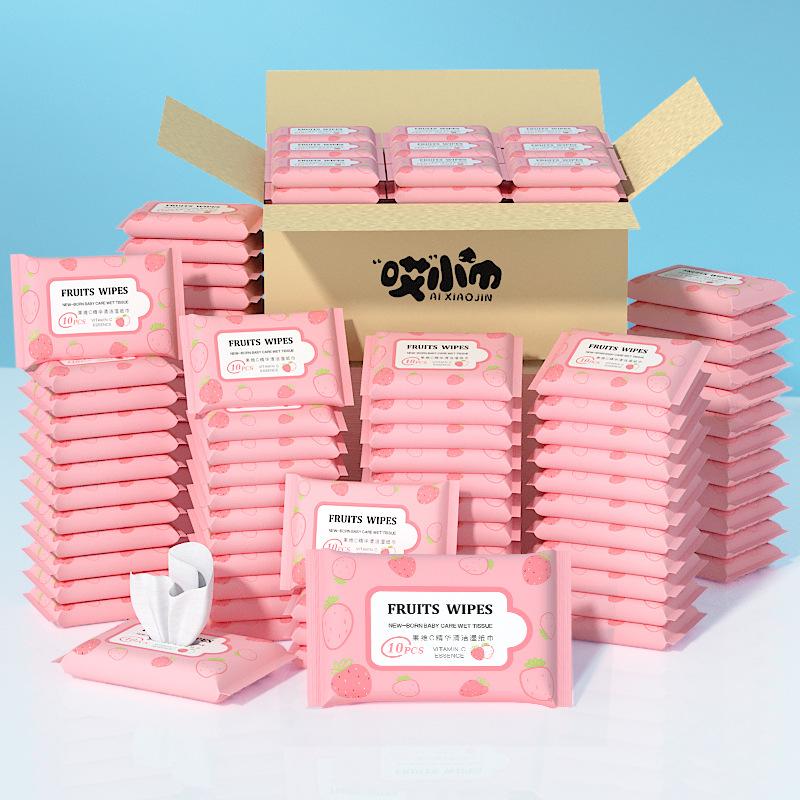 22 Packs of Wet Wipes, Cleaning Wipes, Baby Wipes, Ten Puffs, Disposable Non-woven Wipes, Small Bags, Online Store Gifts
