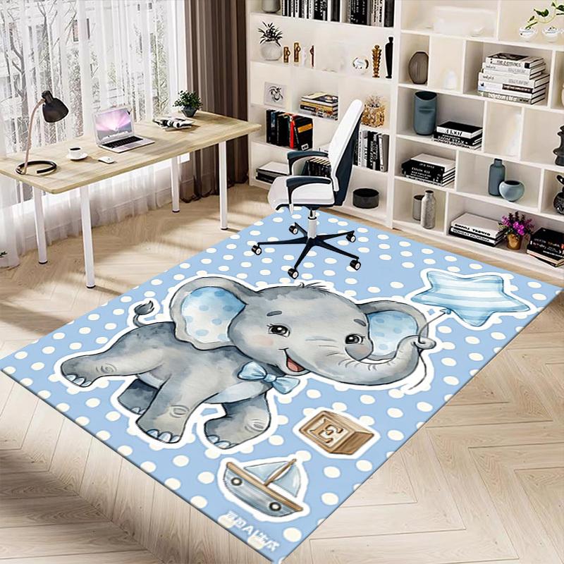 1PC Elephant Non-Slip Floor Carpet Compatible for Office&Living Room&Bedroom&Dining room - Soft & Pattern, Vibrant Colors-H0416