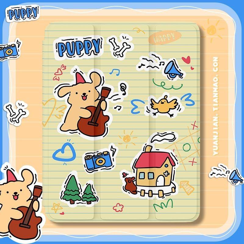 Умный чехол с милым рисунком собаки-пудинга для iPad с тройной фиксацией для iPad Air4 Air5 2022 10th 10,9 Air1/2 2018/17 6th 5th 9,7 с подставкой для карандашей
