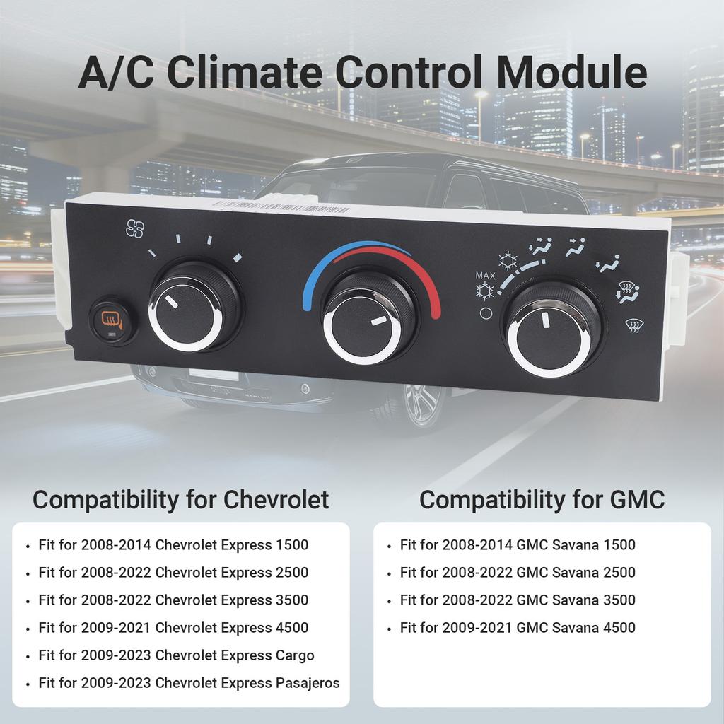 Панель управления кондиционером для Chevrolet Express Cargo Pasajeros GMC Savana 2500 3500 4500 Переключатель управления отопителем/кондиционером OE 599-294 15773679