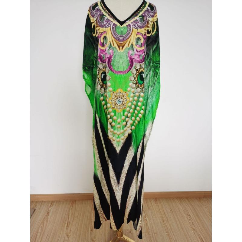 Плюс Размер Женский Пляжный Принт Длинное Платье Праздничный Солнцезащитный Купальник С Накидкой