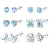 LOYALLOOK Earrings for Popular Hypoallergenic Stainless 12 Single Stud Earrings Women, Earrings, Butterfly, Heart, Earrings, Steel, Platinum, Zircon,