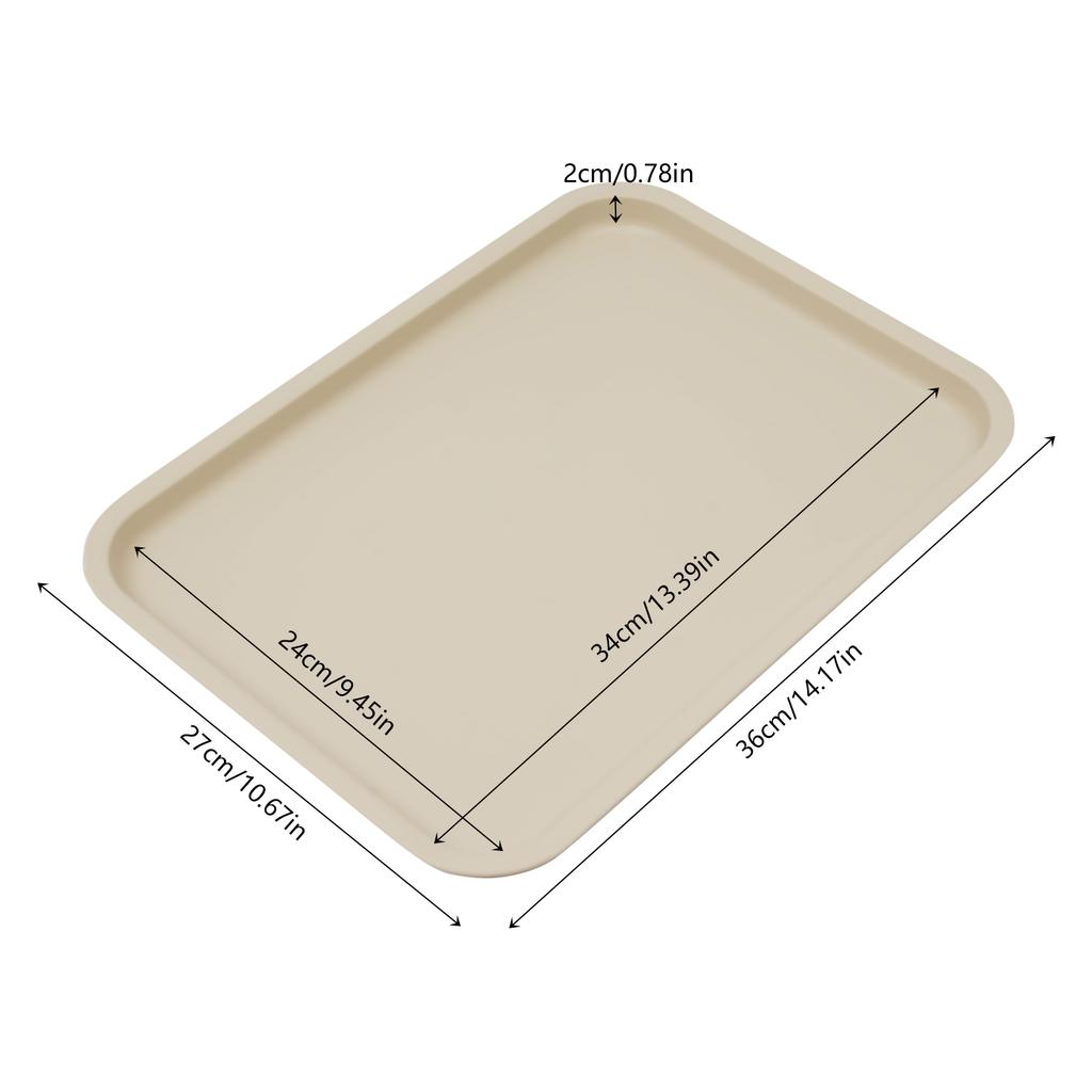 24Pcs Fast Food Tray Bulk PP Serving Tray 14*10.6 In Rectangular Non Slip Restaurant Cafeteria Trays for Kitchen Party (Khaki)