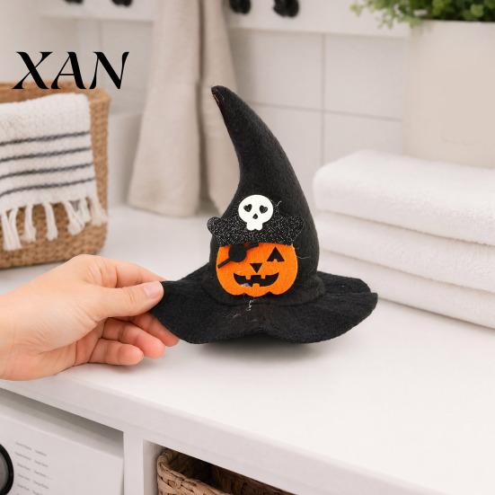 Adjustable Pet Hat Halloween Cat Witch Hat, Fun with Elastic Strap, Cartoon Ghost Pumpkin Bat Skull for Cats Small Dogs Holiday Outfit Accessory