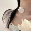 3D Rose Flower Choker Necklace Retro Black White Elegant Lace Up Adjustable Strappy