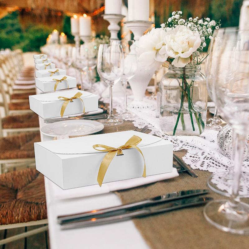 WTEMPO 6 шт 20*20*10 см креативные бумажные коробки с бантом для торта, десерта, кондитерских изделий, подарочные коробки для свадеб, фестивалей, вечеринок, однотонные складные подарочные коробки