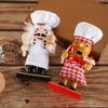 Pack of 2Pcs 17cm Wooden Nutcracker Handmade Figures Chef Gingerbread Man Puppet Festive Collectible Nutcracker Christmas Decor