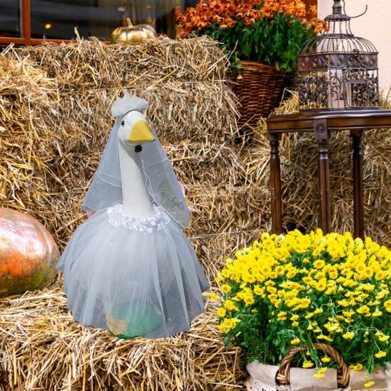 Yousheng White Wedding Porch Goose Clothes Easy To Wear Festival Goose Attire Garden Decor Porch Goose Outfit