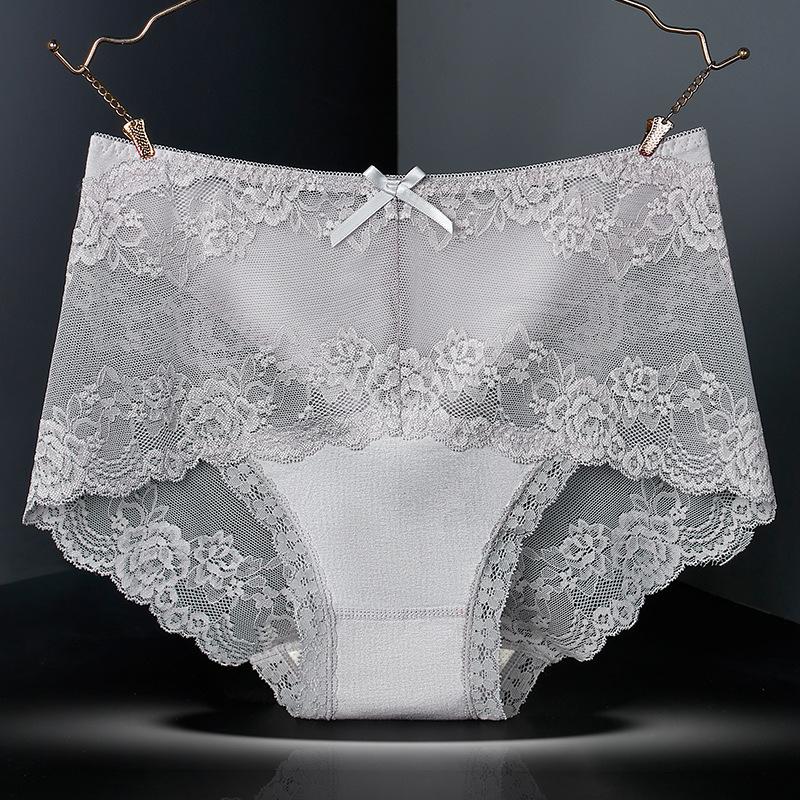 Antibacterial Sexy Lace Underwear Traceless and Breathable Mid Waist Underwear Perspective Hollow Triangle