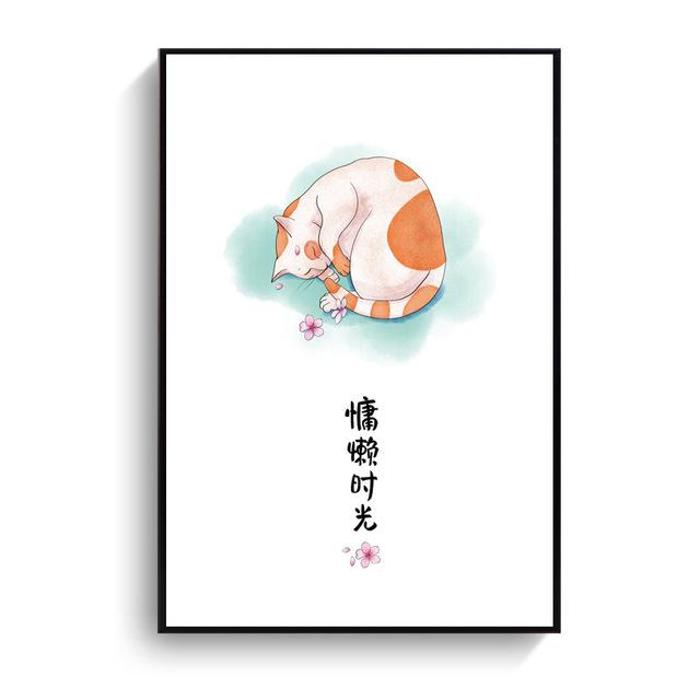 Современный Ресторан Холст Картина Кошка Китайский Стиль Японский Украшение Колодца Висячие Картины Вырезанные Детская Картина Маслом