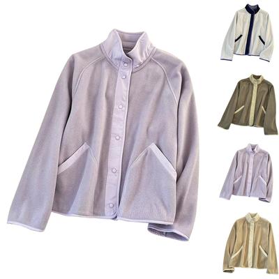 Женское повседневное пальто пэчворк со стойкой, однотонное, с длинными рукавами