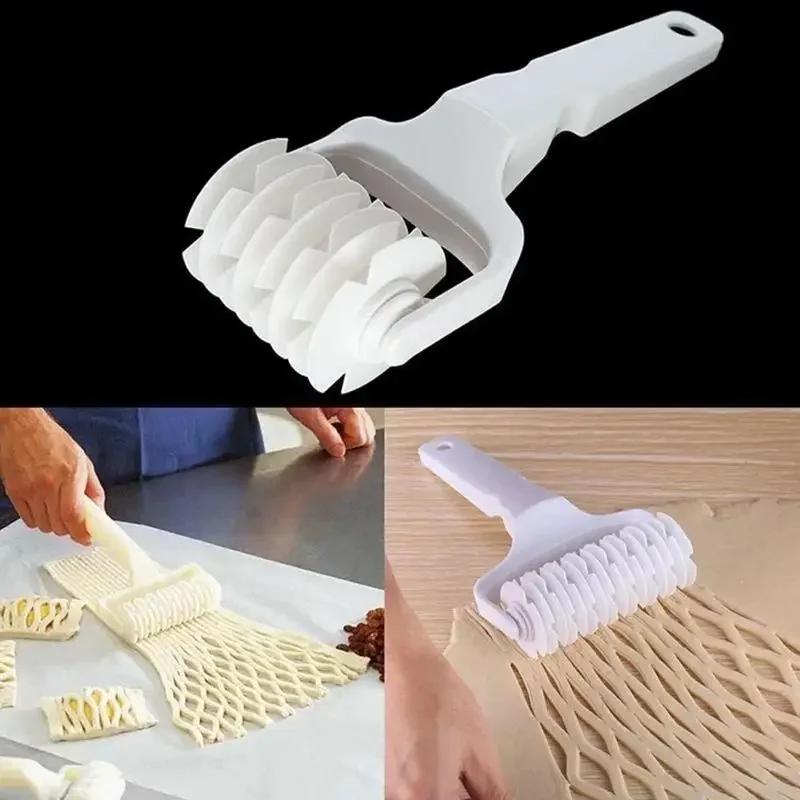 1PC High Quality Pie Pizza Cutter Pastry Bakeware Embossing Dough Roller Lattice Cake Tools Plastic Baking Tool Sourdough Tools