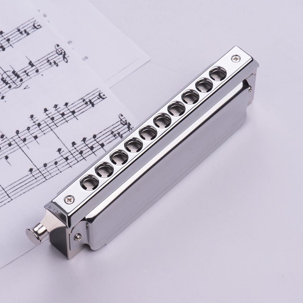 Chromatic Harmonica 10 Holes 40 Notes C Key Silver With Exquisite Box