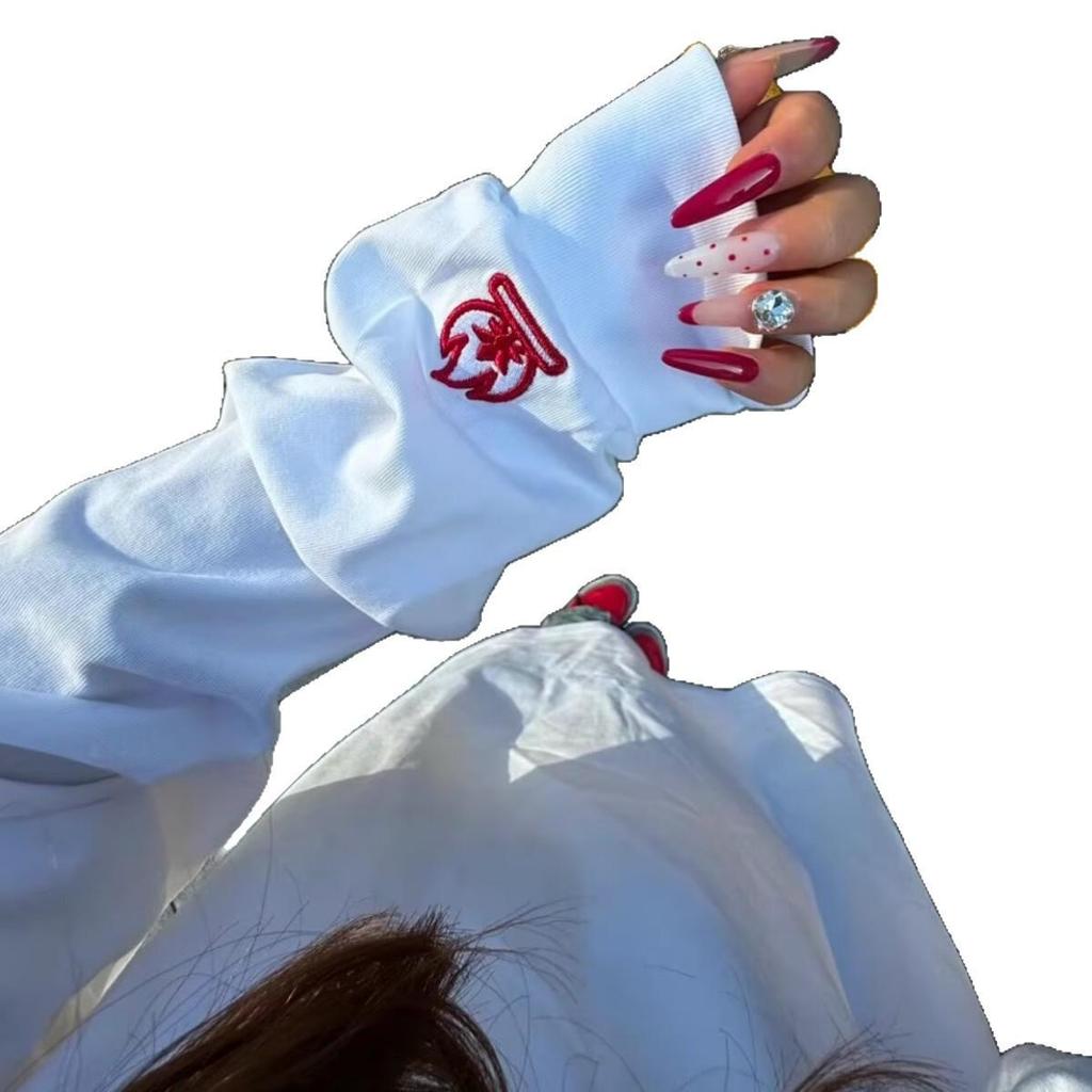 Unisex Flame Embroidery Hoodie - Autumn/Winter Long Sleeve T-shirt, Loose Fit Base Layer