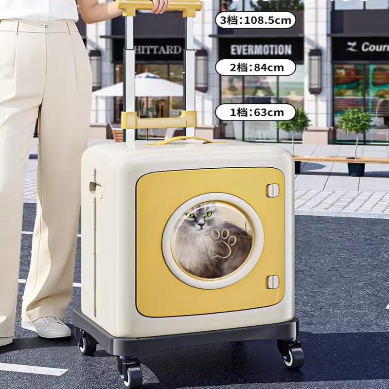 Lightweight Pet Carrier with Wheels Large Capacity Cat Travel Suitcase Space Capsule Dog Crate Multi-Functional Pet Stroller Bag