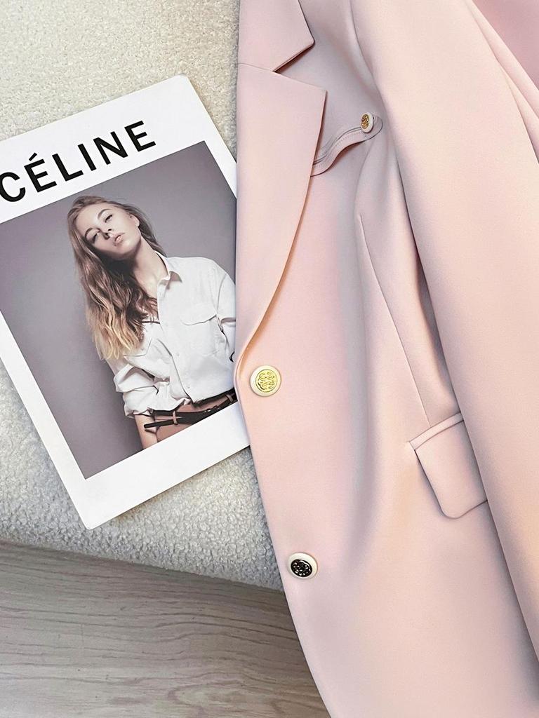 Женский розовый свободный повседневный пиджак - Молодящий, Высококлассный, Коллекция Весна/Осень 2025