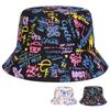 Unisex 88 Letter Graffiti Print Personality Bucket Hats Fishermen Caps Outdoor Casual Cap Sunscreen Hat