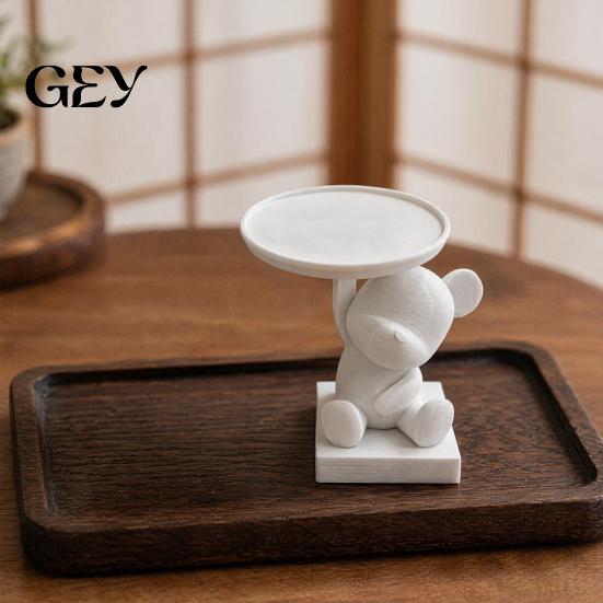 PLA Desktop Decor 3D Printed Polar Bear Storage Tray, Cute Animal Ring Holder & Jewelry Dish, Modern Art Decoration Minimalist Desk Organizer for Keys