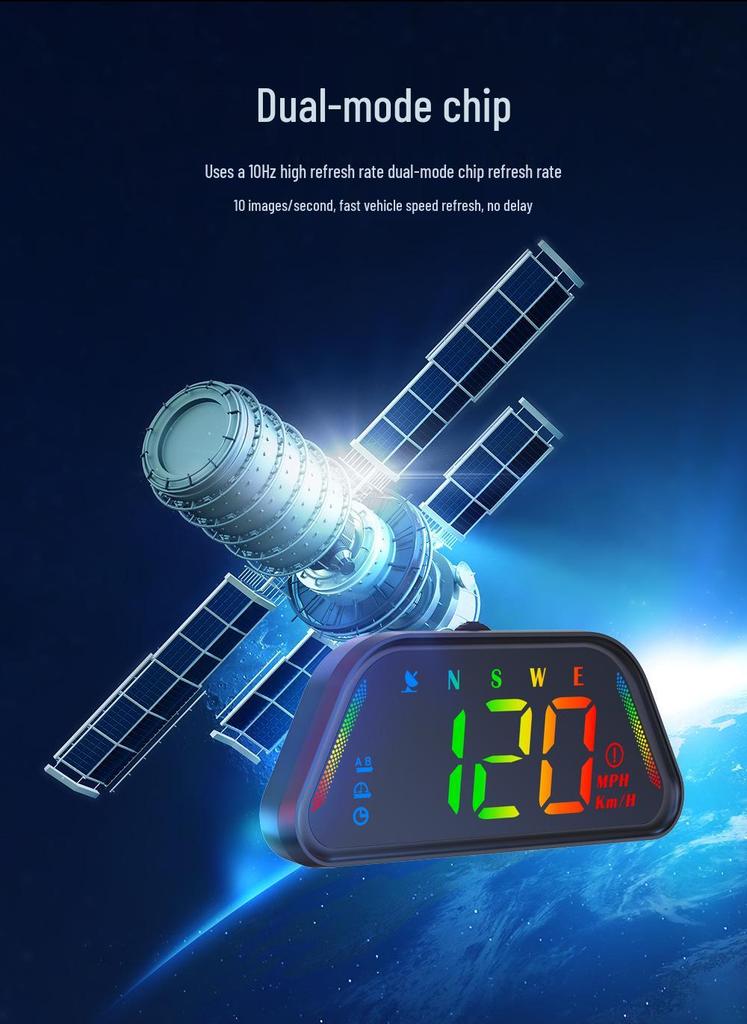 Универсальный автомобильный проекционный дисплей (HUD) с GPS BeiDou, высотой, датой и цветным спидометром