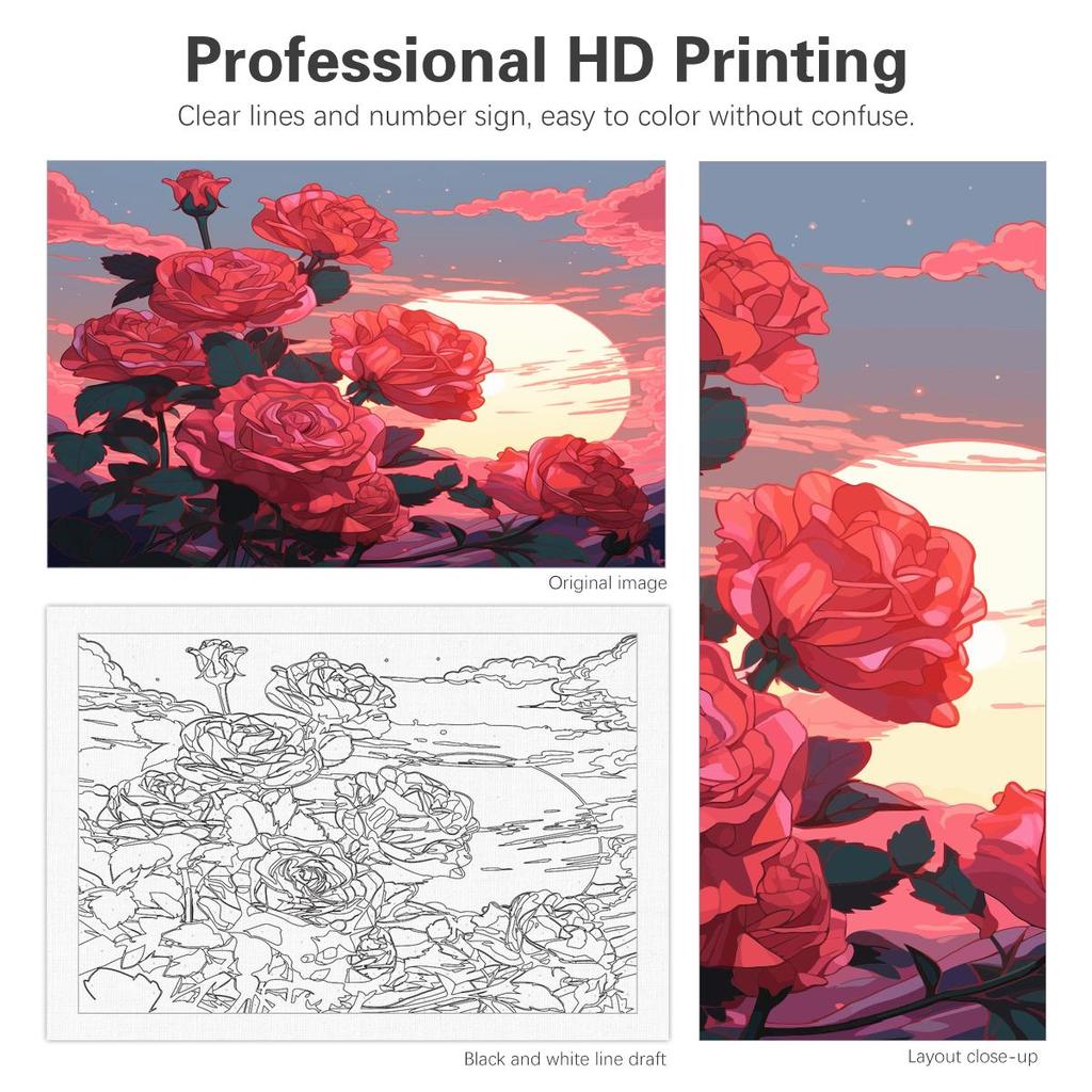 RUOPOTY Рамка Diy картина по номерам комплект лунная роза рисунок рисунок раскраска по номерам ремесленные изделия для украшения дома