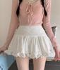 Kawaii White Mini Skirt Women Summer Fairycore Sexy High Waist Ruffle Lace Mesh Patchwork A-line Skirt Shorts Korean