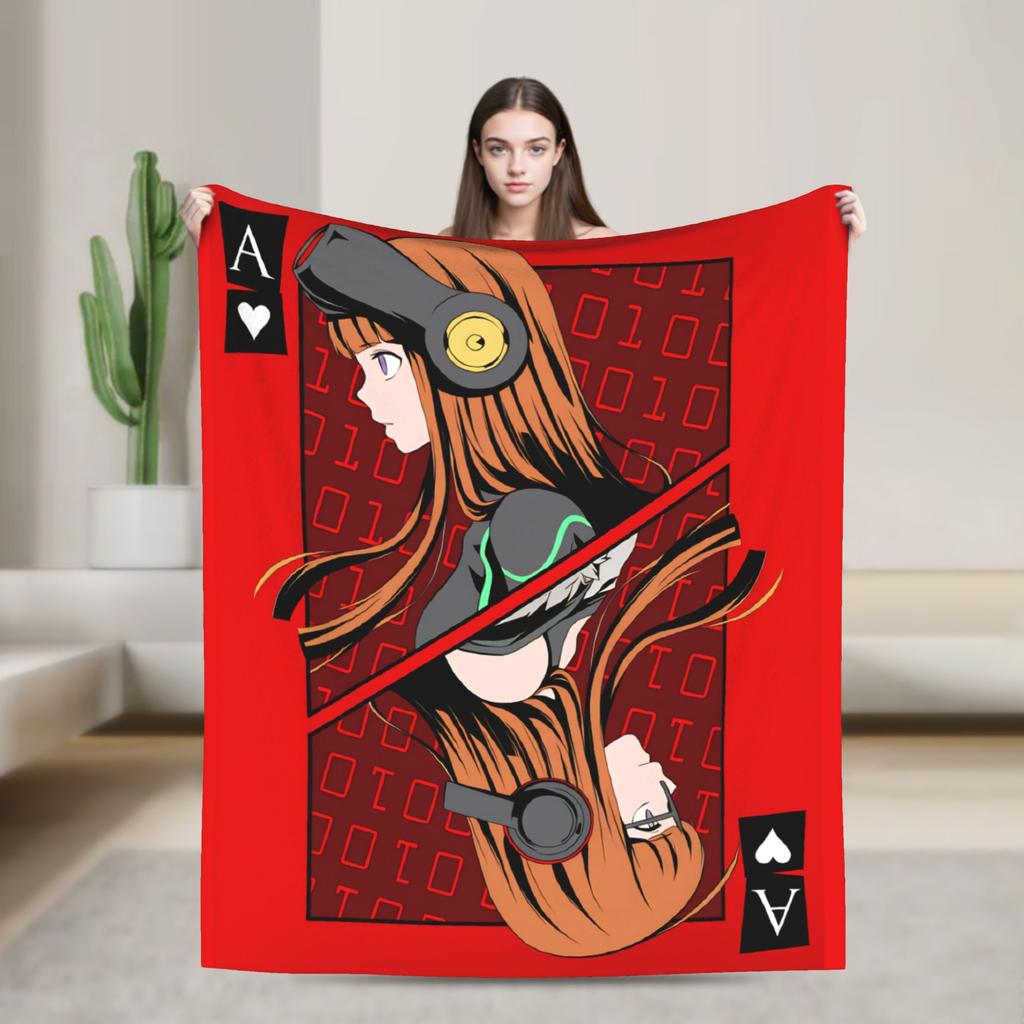 Soft Warm Blanket Picnic Animated Game P- Persona 5 Bedding Throws Flannel Bedspread For Couch Chair Aesthetic Sofa Bed Cover