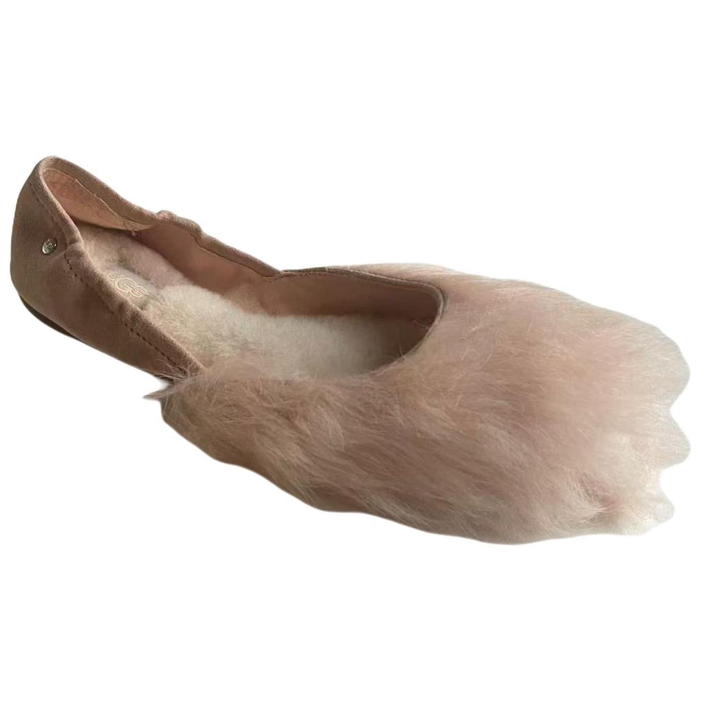 UGG Jeanie Fluff Flat Замшевые Мокасины Удобная Повседневная Обувь Женские Лоферы Розовые 1097554-AMB