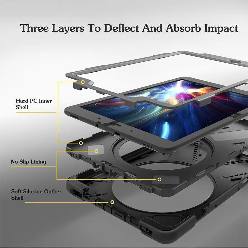360 Rotate Hand Strap Case for Samsung Galaxy Tab S3 9.7 SM-T820 T825 Cover Funda Kids Safe Shockproof Heavy Duty Silicone Hard