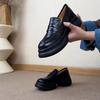 2025 Retro Waterproof Muffin Sole Commuter Small Leather Shoes Women's Round Head Platform Casual Loafers Sports Style Single Shoes