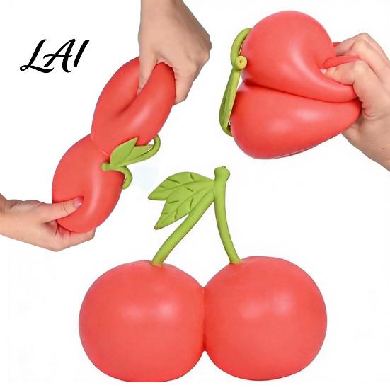 Squeeze Cherry Toys Double Stress Relief Toy Soft Fake Tactile Flour Filling Sensory Fidget Toy for Hand Relaxation