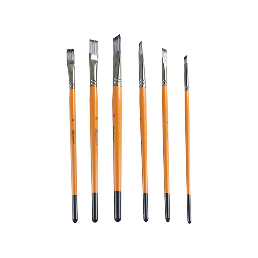 Wooden Handle Acrylic Oil Brushes Round Head Art Paint Brushes 6pcs/set Art Supplies Artist