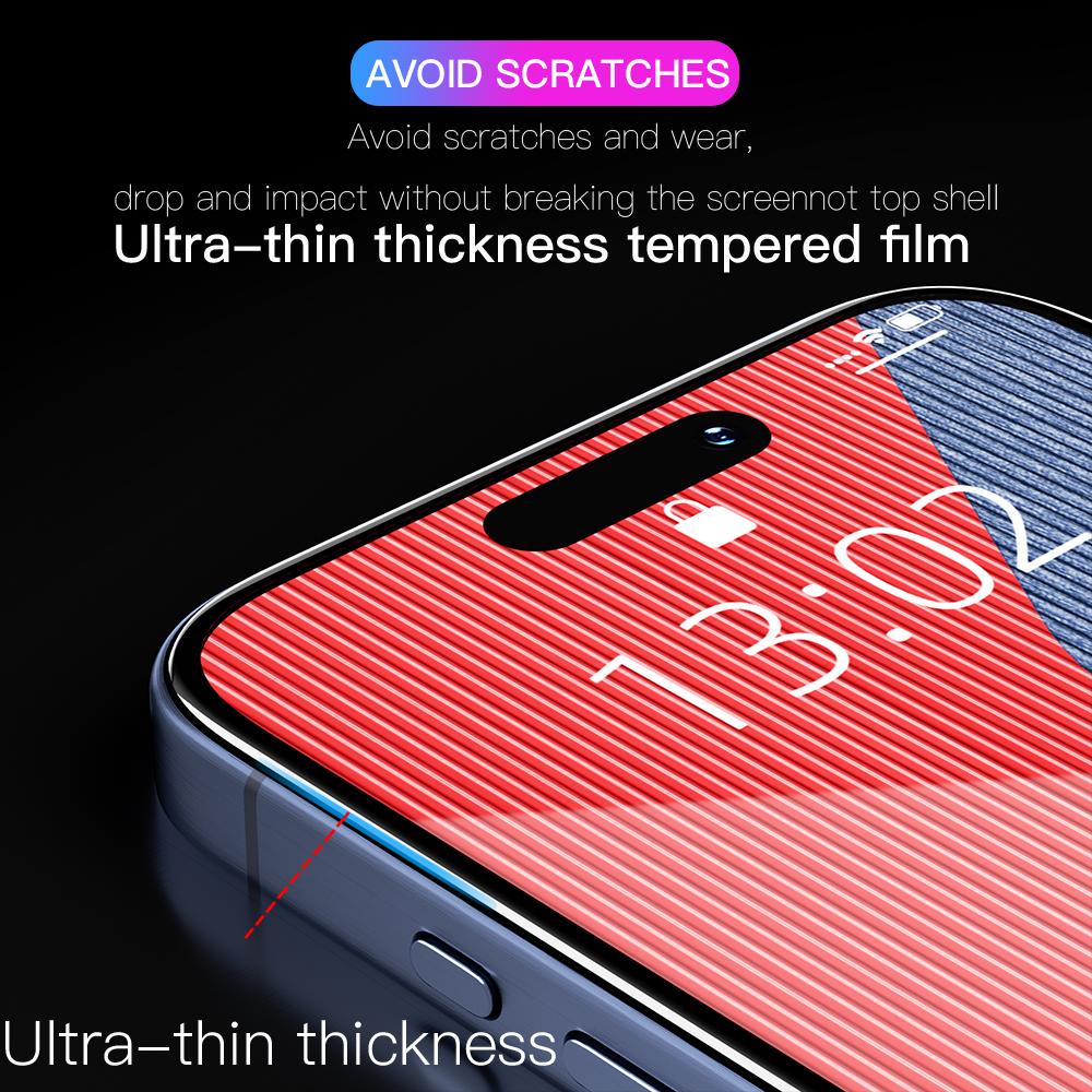 KEYSION Закаленное стекло Full Cover для iPhone 16 Pro Max Full Glue HD Screen Защитная стеклянная пленка для iPhone 15 14 13 12 Pro Max