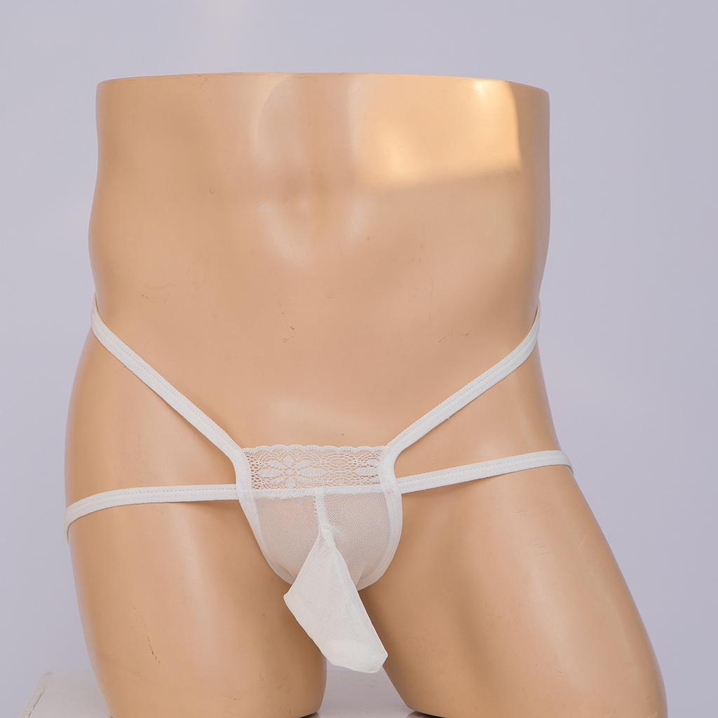 Men's Sexy Thong Lace Panties Ultra-thin Seamless Briefs Mesh Breathable Belt Jj Set Sex Stockings Panties