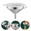4Pcs Stainless Steel Funnel with Handle 200 Fine Mesh Filter Cleaning Brush Liquid Oil Jam Transferring Funnel Strainer Kitchen Supplies