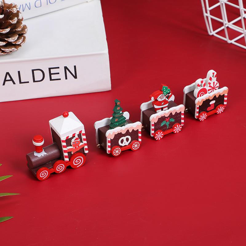 Christmas Decorations Wooden Small Train Children Kindergarten GiftTrain Desktop Decoration Ornaments Christmas Children Gifts