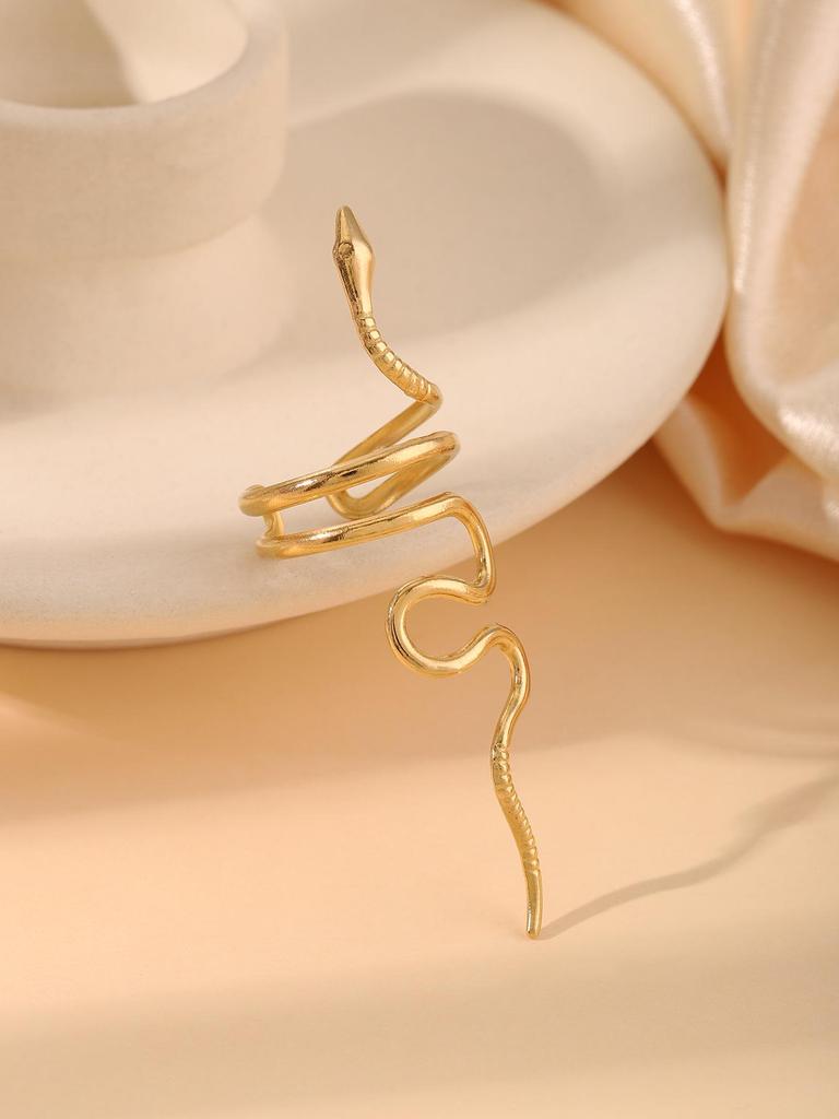Gold-Plated Stainless Steel Snake-Shaped Open Ring