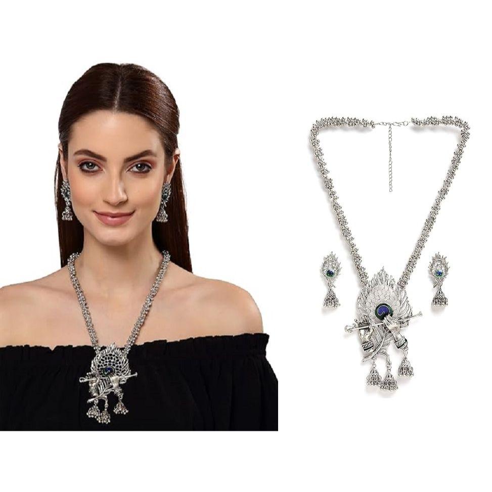 Модный новейший стильный традиционный набор украшений из окисленного серебра для женщин