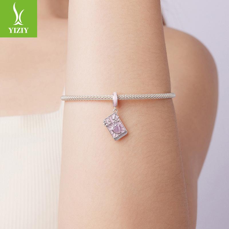 Розовый кулон Таро Влюбленные Эпоксидный Девичий Стиль Ручная Работа Сделай Сам Бусины Scc2263